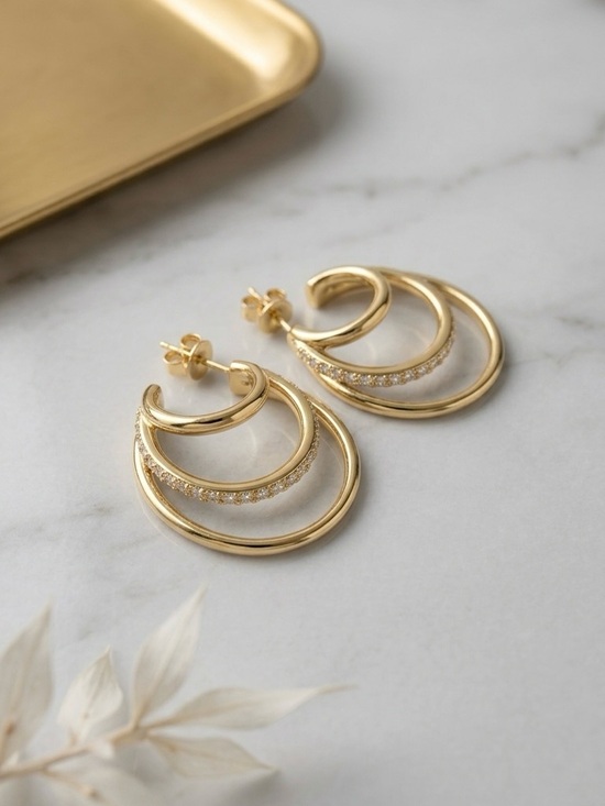 Jewelry - S925 Minimalist Moissanite Layered C-Hoop Studs Earrings